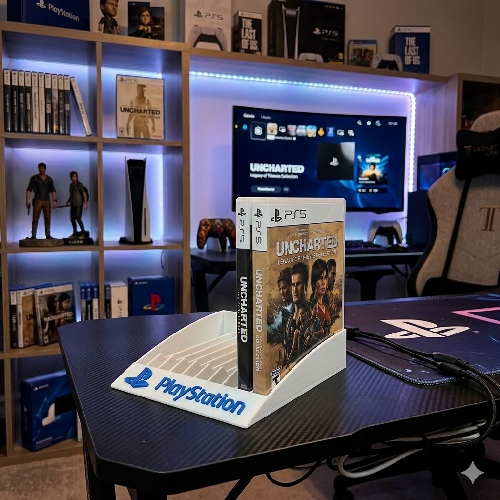 ราคาลดลงใหม่: ที่วางแผ่นเกม PS5 / PS4 โลโก้ (จุได้ 10 แผ่น)