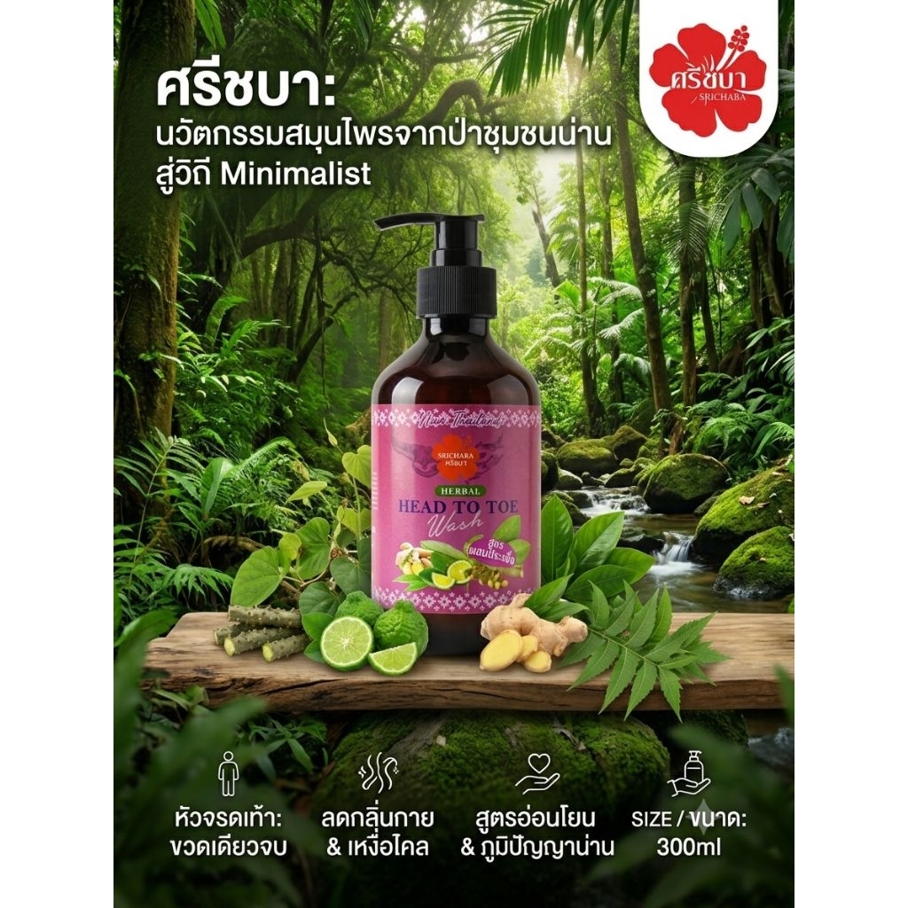 ลด 55.3% อาบน้ําและสระผมสมุนไพรศรีชบา