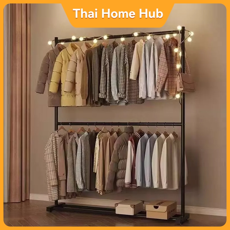ลด 29%: ราวแขวนเสื้อผ้า 2 ชั้น ทนทาน