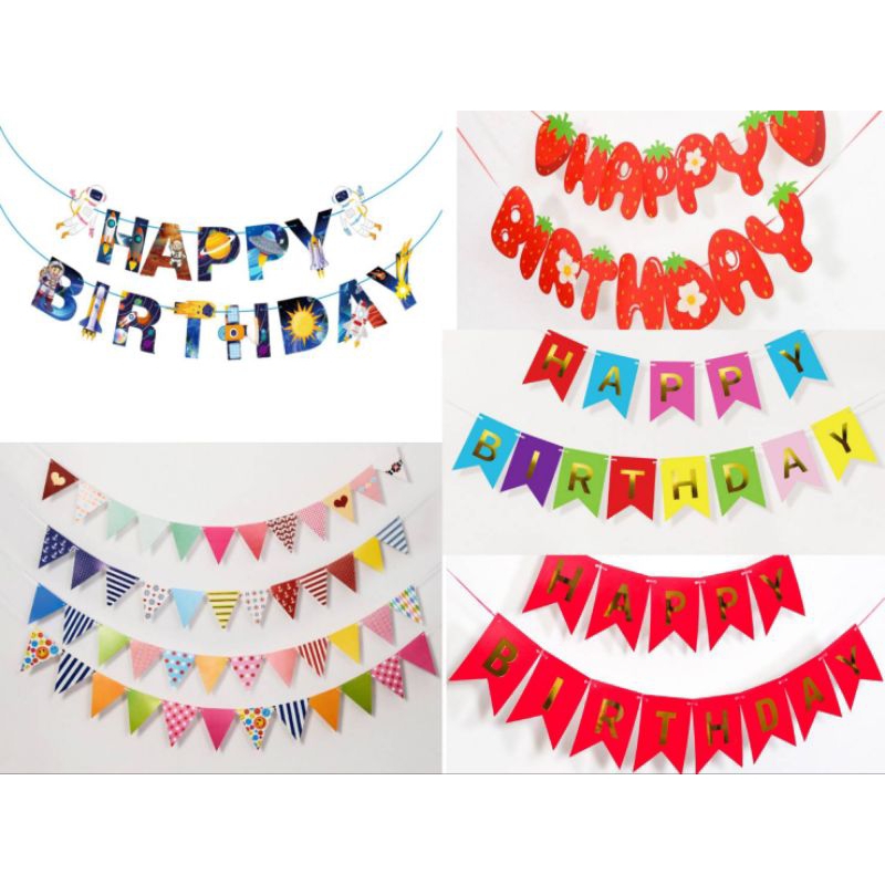 ราคาลดลงใหม่: ธงแบนเนอร์Happy Birthday