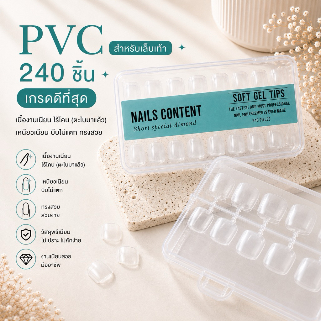 ราคาลดลงใหม่: Pvc เล็บเท้า soft gel / (สีใส)