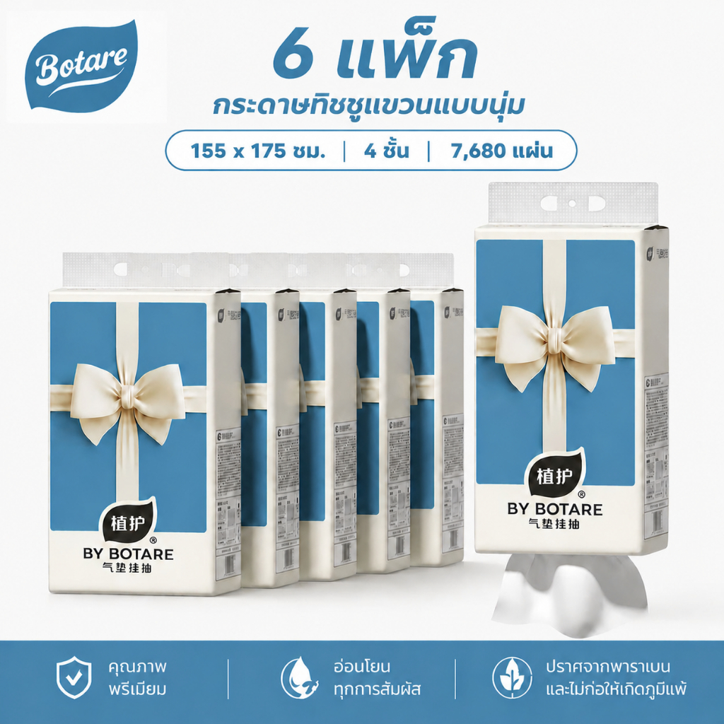 ลด 37.5%: Botare ทิชชู่แขวนผนัง 6 ห่อ