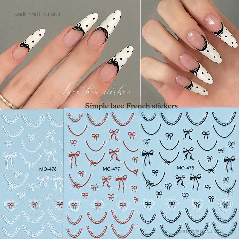 ราคาลดลงใหม่: สติ๊กเกอร์ติดเล็บลายโบว์ฝร