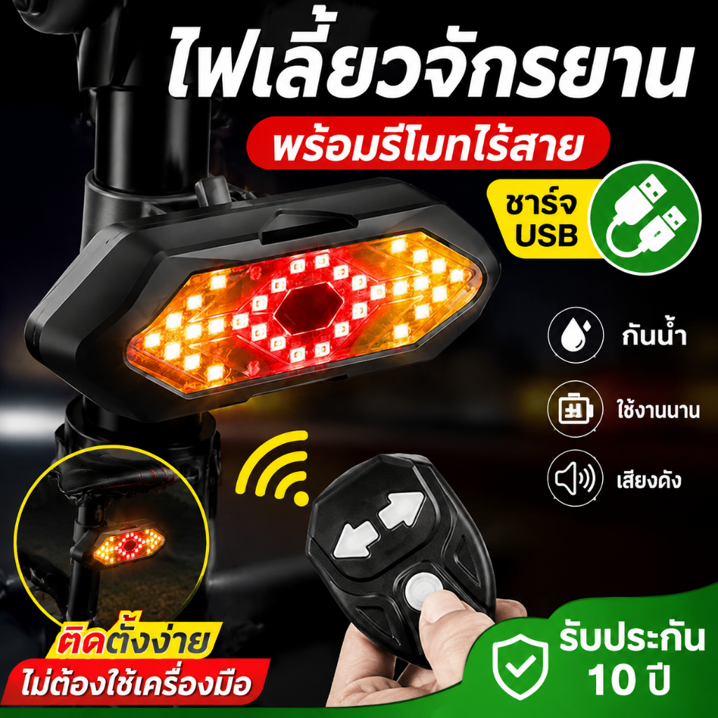 ลด 30%: ไฟเลี้ยวจักรยาน ไฟท้ายจักรยาน