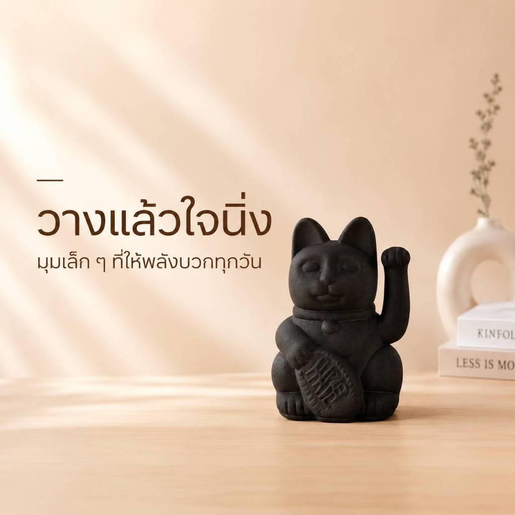 ราคาลดลงใหม่: แมวกวักสีดํา Minimal Style