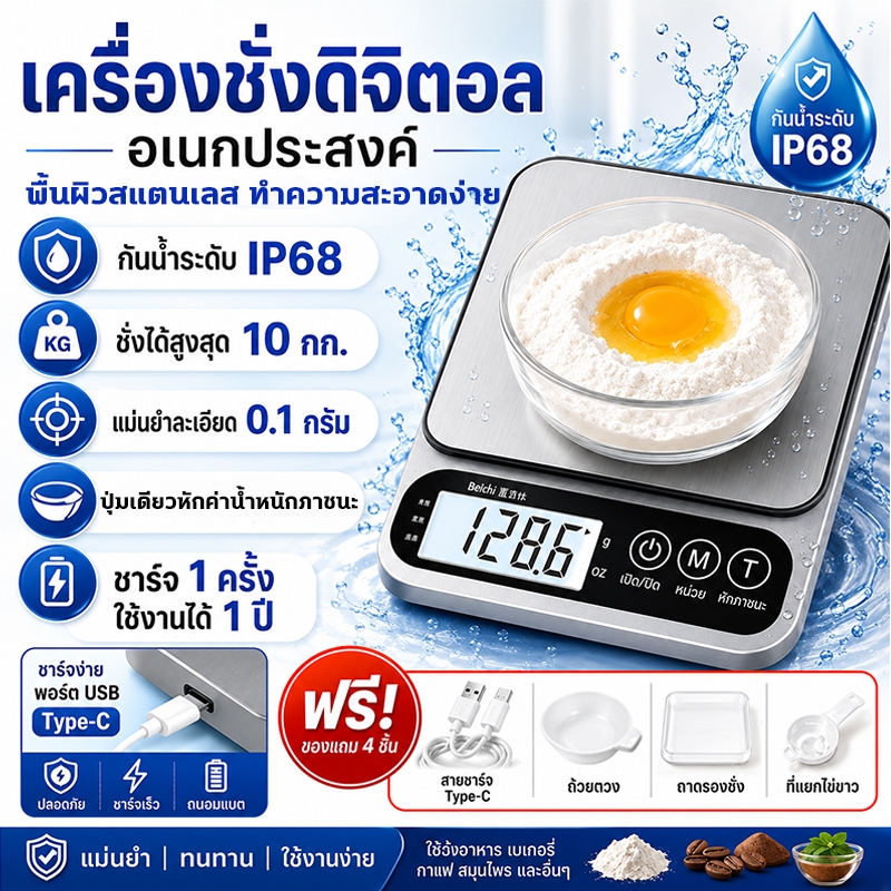 ลด 48%: ความแม่นยํา0.1g!เครื่องชั่งดิจิตอ