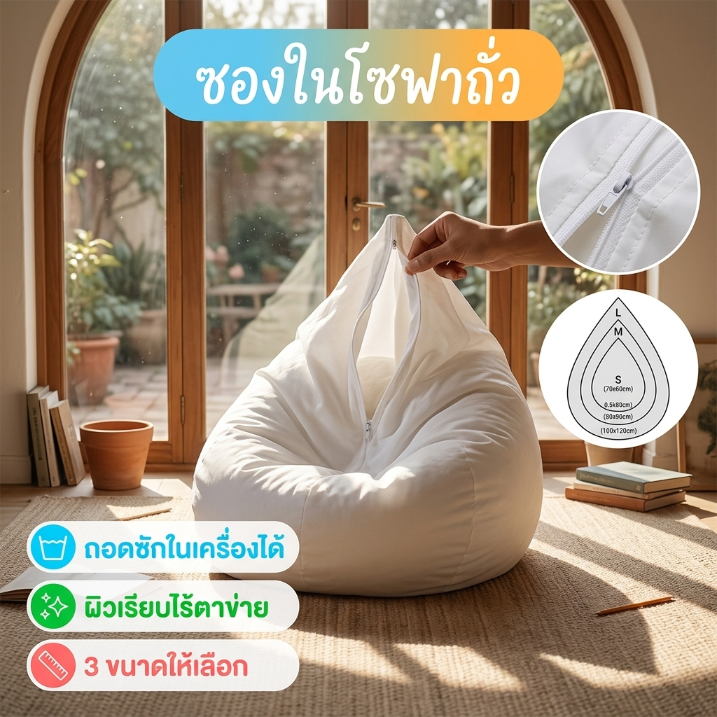 ลด 34.4%: ปลอกชั้นในสําหรับโซฟาเบนแบ็ก