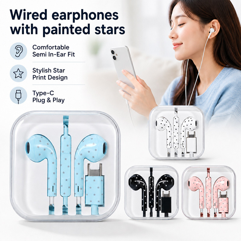 ลด 24%: หูฟังแบบมีสาย Type-C ลายดาว