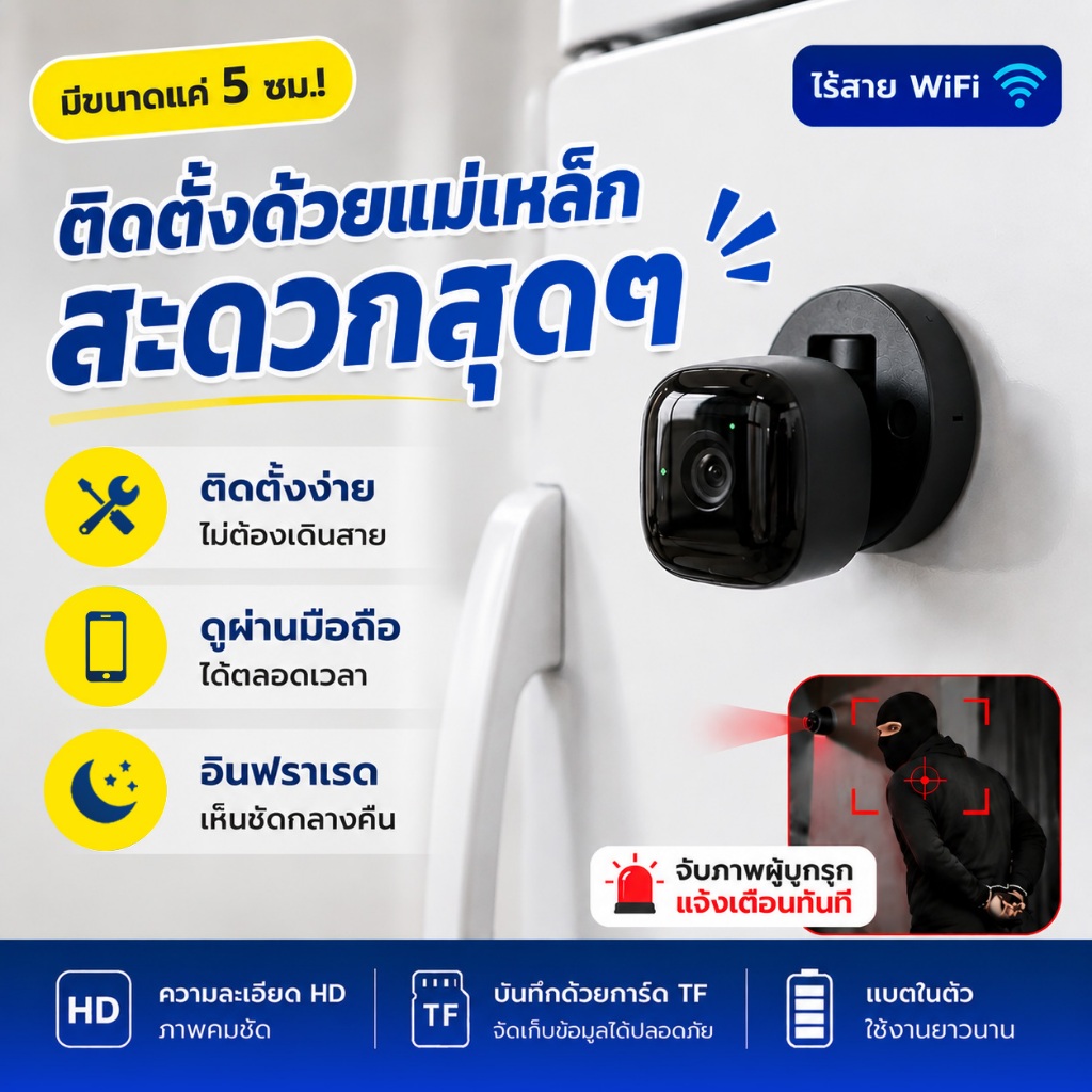 ลด 36%: กล้องวงจรปิด ไร้สาย WIFI