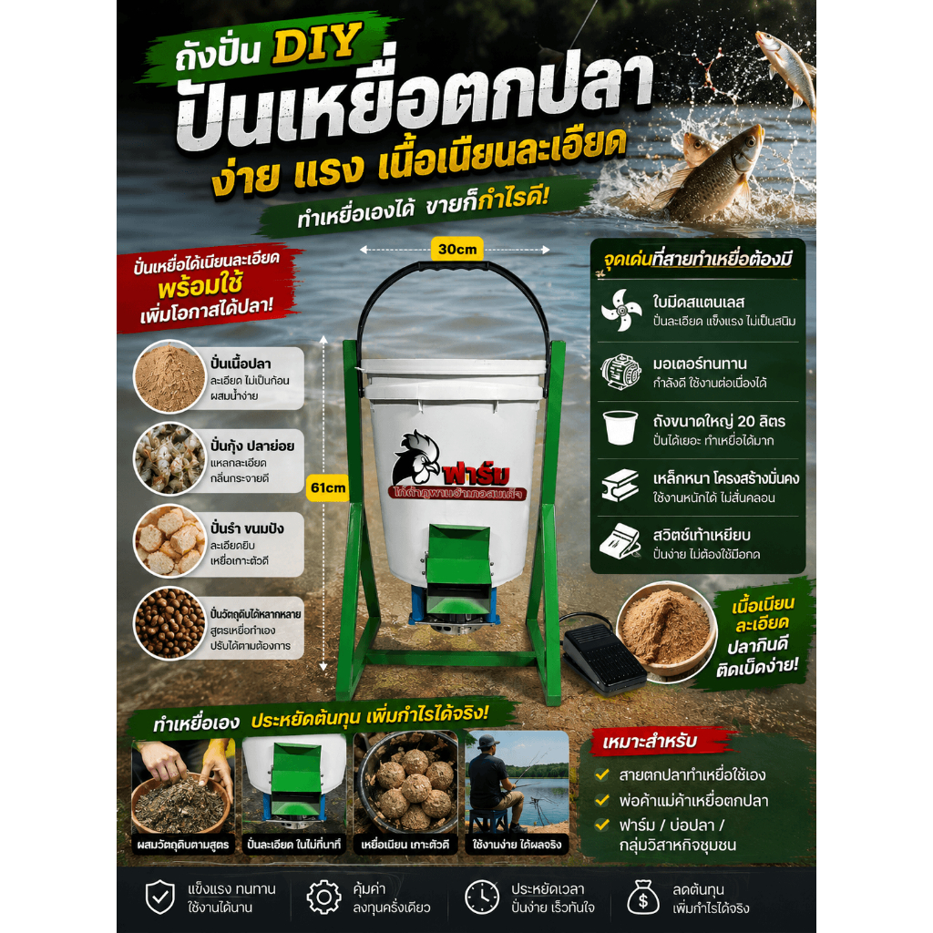 ราคาลดลงใหม่: เครื่องปั่นเกษตร DIY 1500W