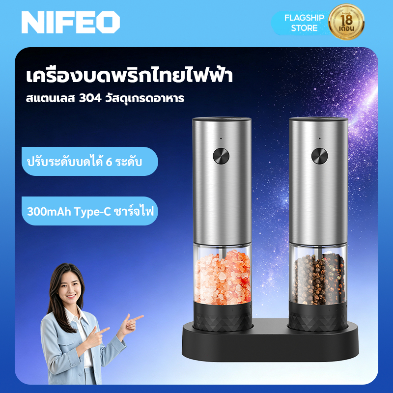 ลด 28%: NIFEO เครื่องบดไฟฟ้า สแตนเลส 304