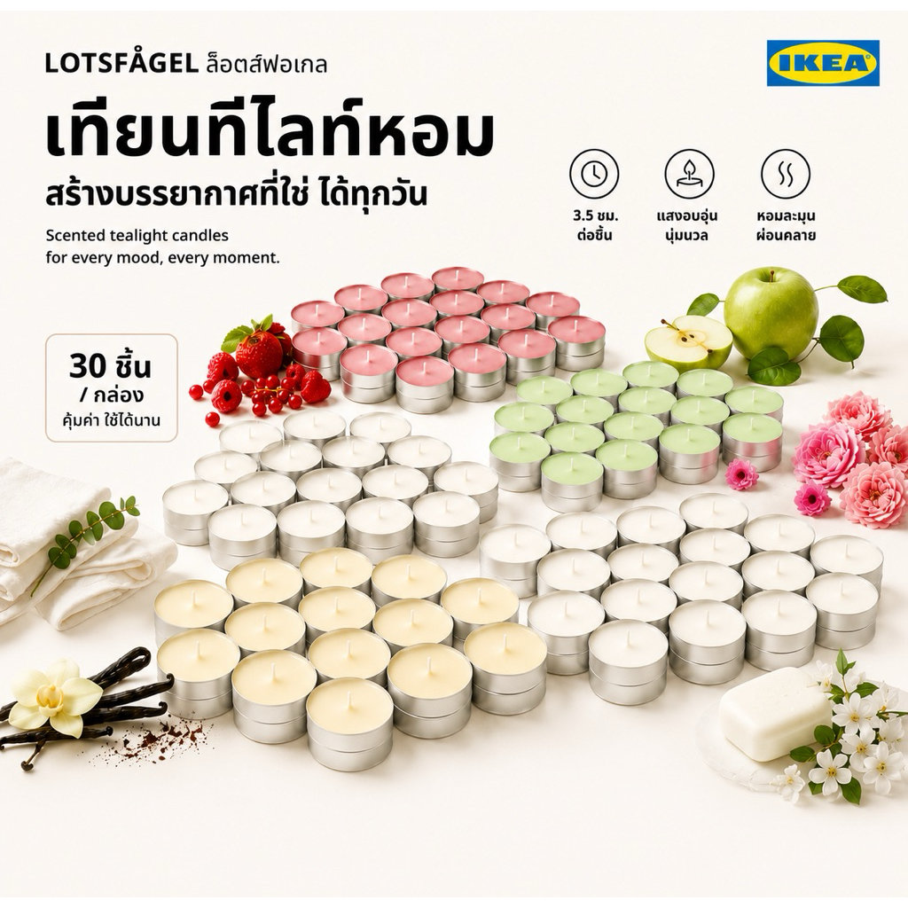 ลดลง 21.5%: เทียนหอม IKEA 30 ชิ้น