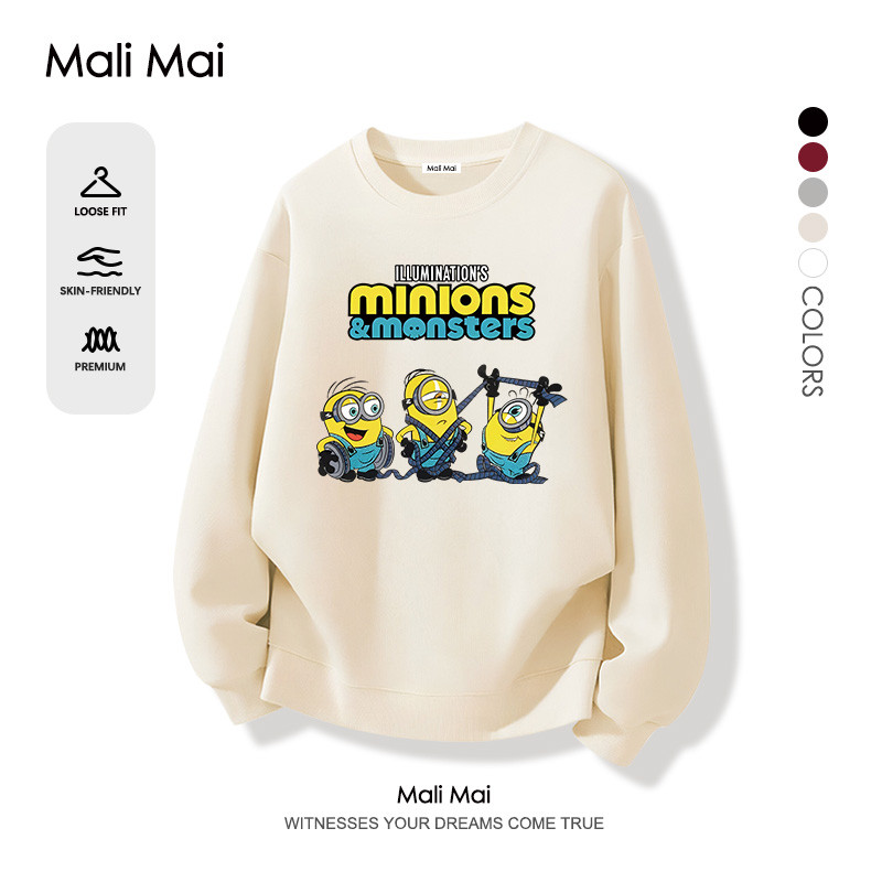 ราคาลดลงใหม่: แขนยาว มีฮู้ดสวมหัว เนื้อผ้านุ่ม ตัดเย็บดี Minions (ส่งเร็ว
