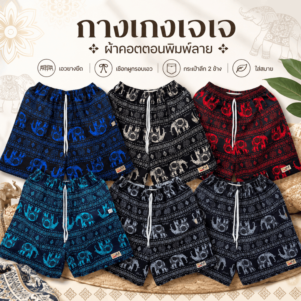 ลด 25%: กางเกงเจเจ ขาสั้น ไซส์ M/L/XL