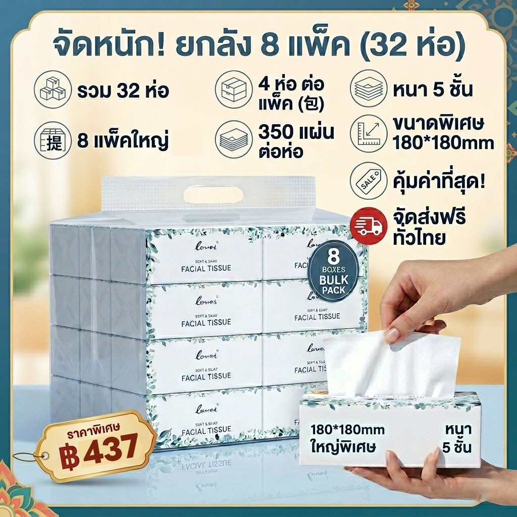 ลด 37%: " กระดาษทิชชู่ 5 ชั้น ขนาด