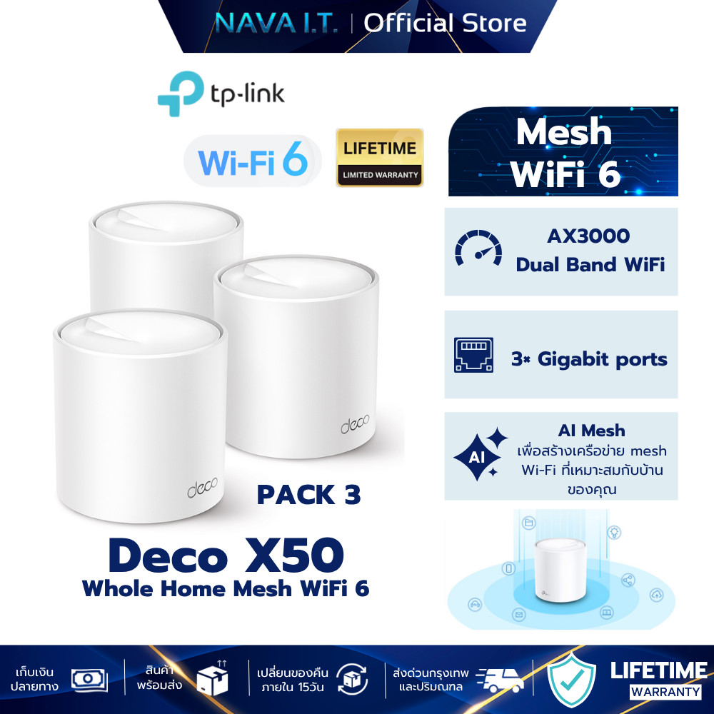 ลด 43%: TP-LINK DECO X50 PACK AX3000