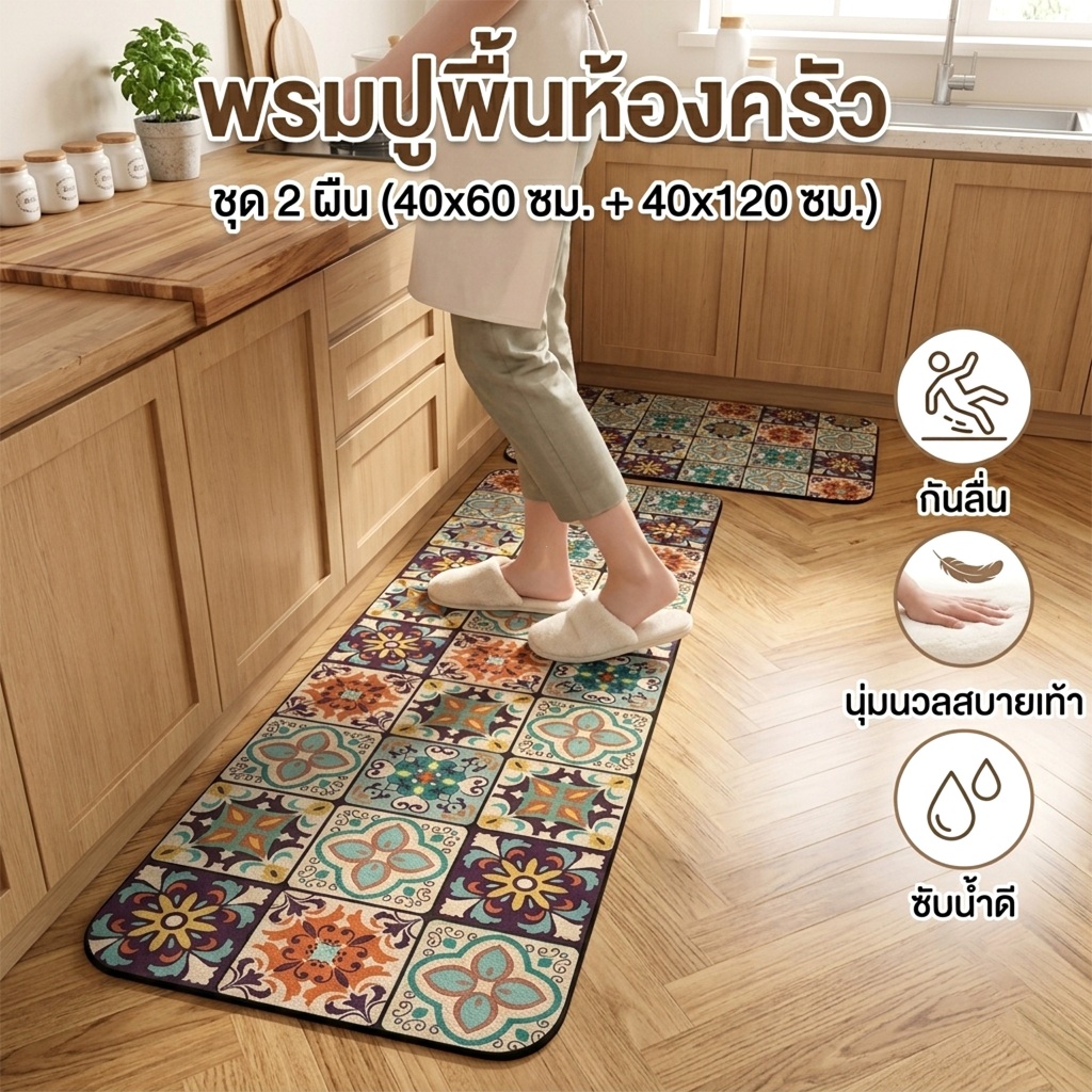 ลด 53%: พรมห้องครัว พรมปูพื้นกันลื่น