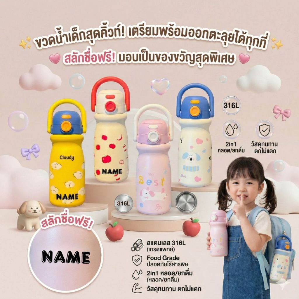 ลด 22%: กระบอกน้ําเก็บอุณหภูมิติดชื่อฟรี