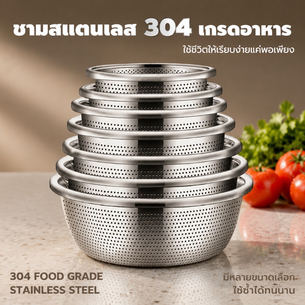 ลด 66.3% ชุดชามสแตนเลส 304 แบบเจาะรู