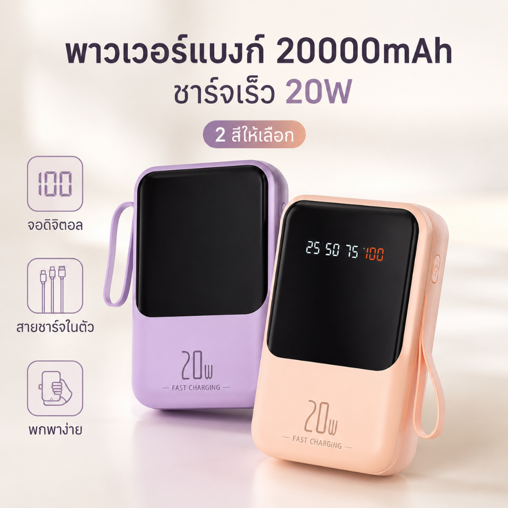 ลด 34%: พาวเวอร์แบงก์ 20000mAh