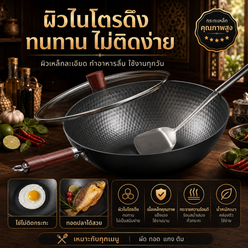 ลด 35.1% กระทะเหล็กหล่อก้นแบนสไตล์ญี่ปุ่