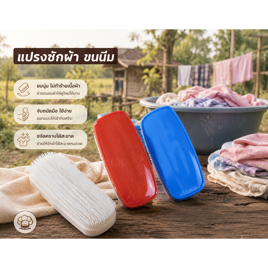 ลด 24%: แปรงซักผ้า ขนนิ่ม