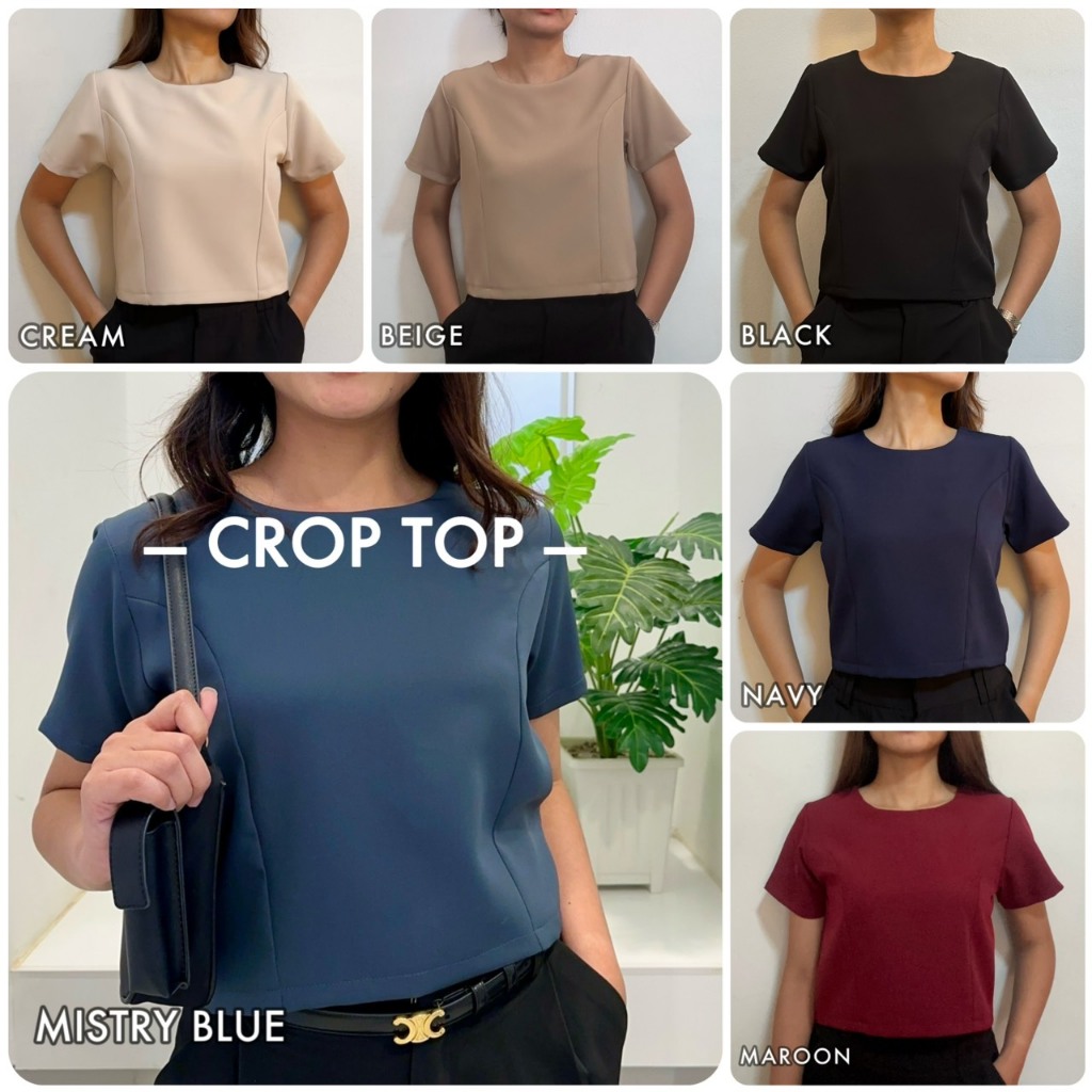 ลด 20%: Crop top เสื้อครอปแขนสั้น คอกลม