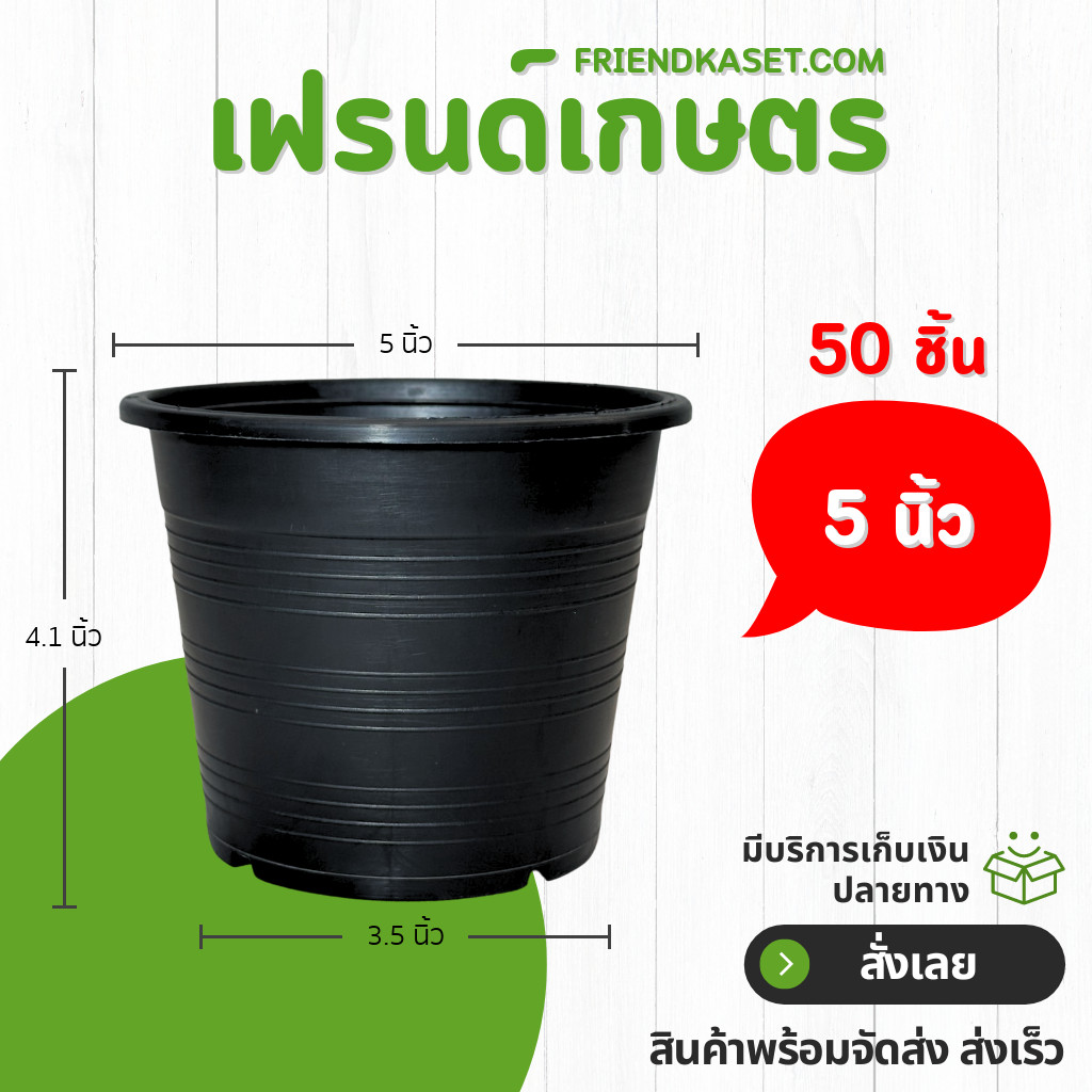 ลด 28.6% กระถางพลาสติก 5 นิ้ว 50 ใบ