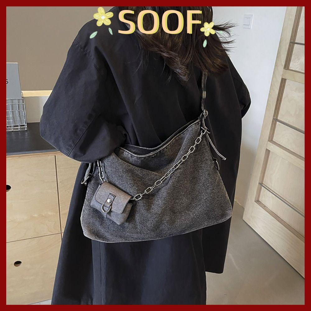 ลด 29%: SOOF กระเป๋าถือ tote ลายเดนิม