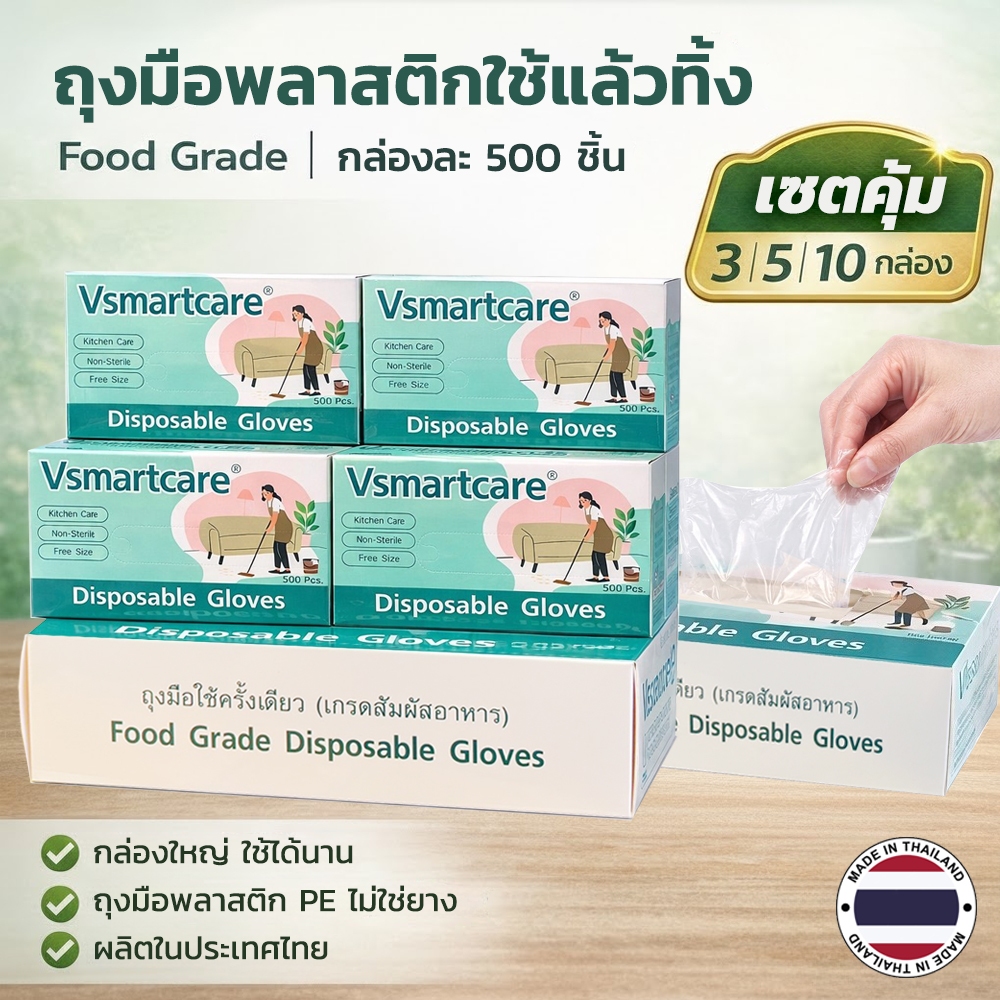 ลด 36%: ถุงมือพลาสติกใช้แล้วทิ้ง