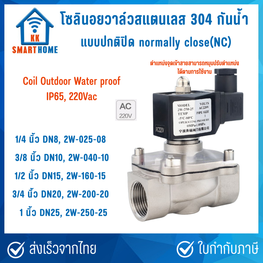 ลด 45%: โซลินอยด์วาล์ว สแตนเลส กันน้ํา