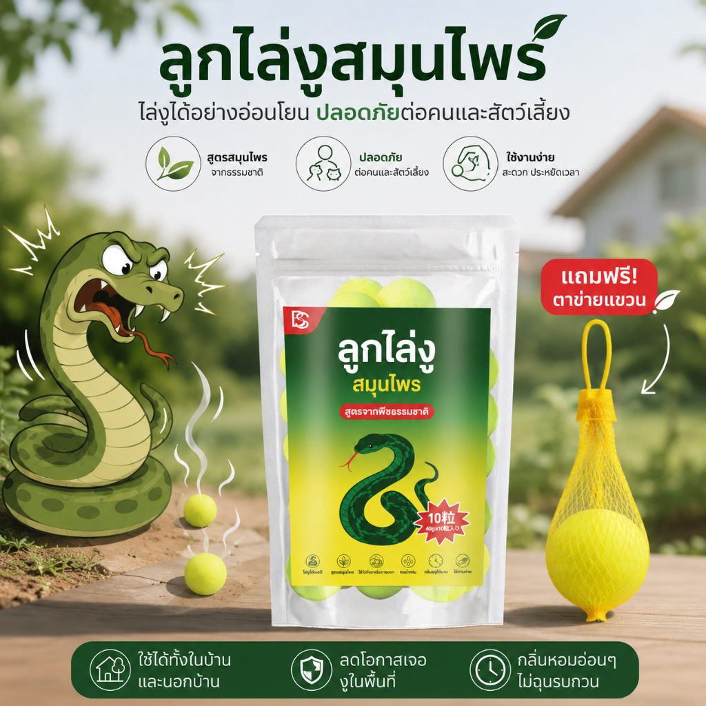 ลด 36%: ไร้งูไกลถึง 5,000 เมตร ก้อนไล่งู
