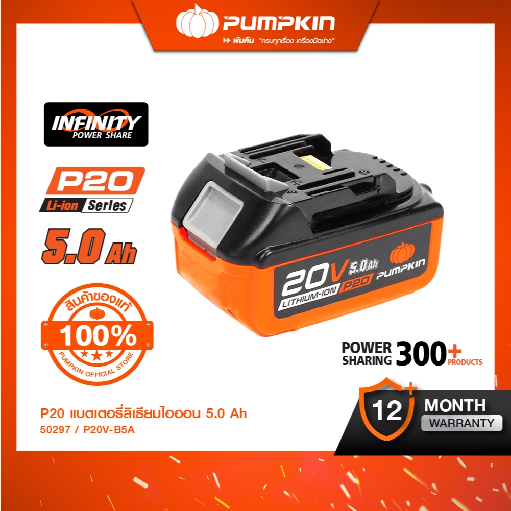 ลด 45%: รวมแบตเตอรี่ P20 Series PUMPKIN