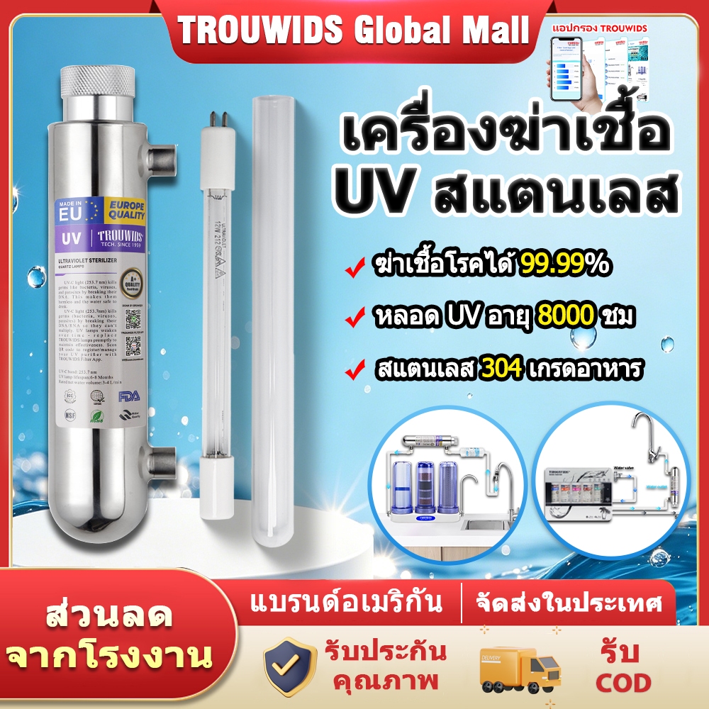 ลด 60%: ชุดหลอดยูวี UV 6W 8W 10W