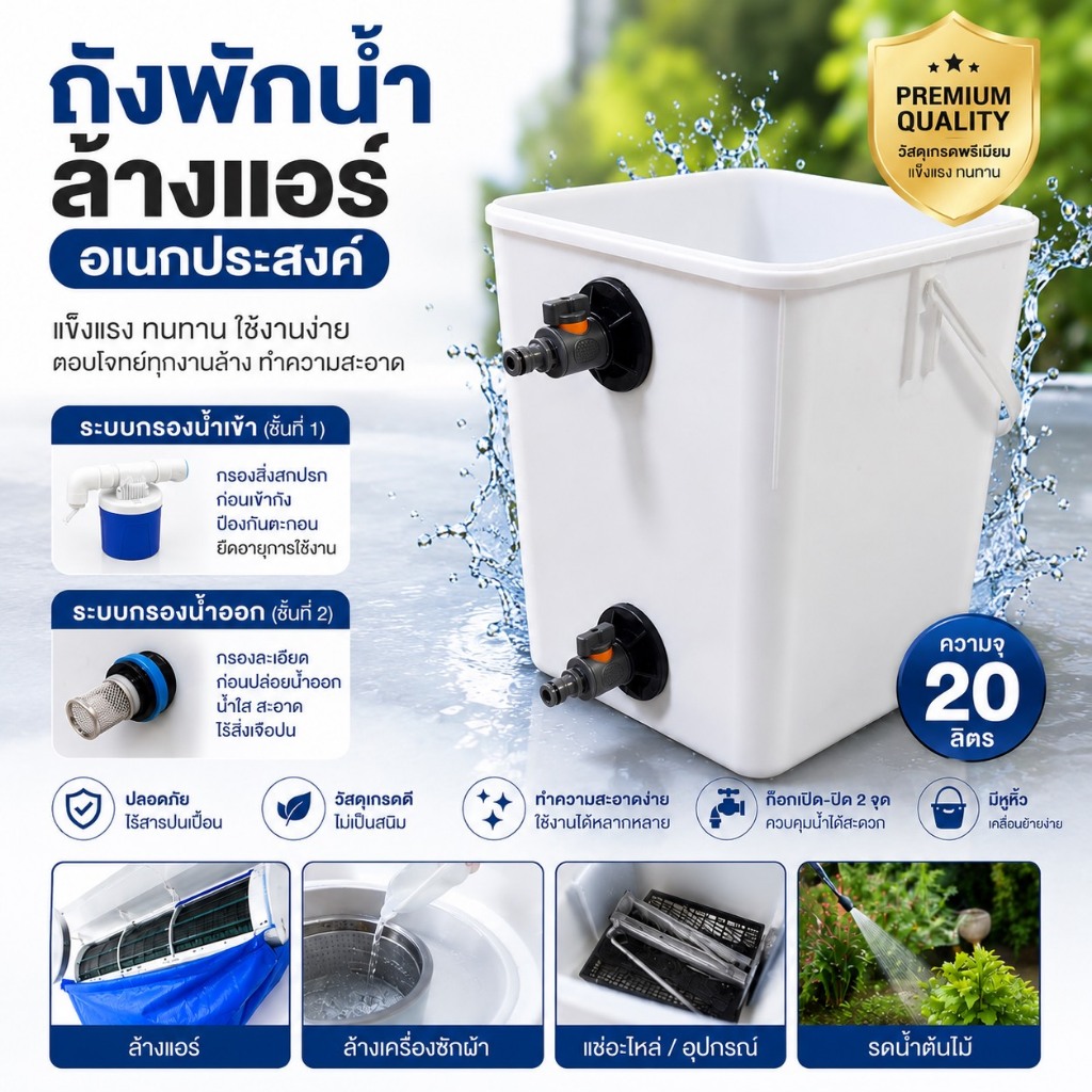 ลด 23.7% ถังพักนํ้าล้างเเอร์ อเนกประสงค์