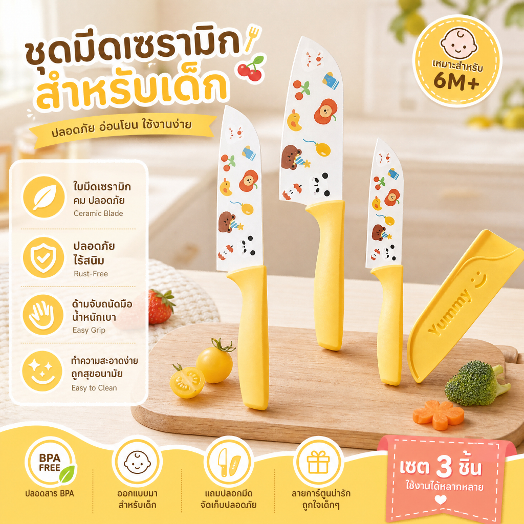 ลด 33%: ชุดมีดครัวการ์ตูน Knife Set