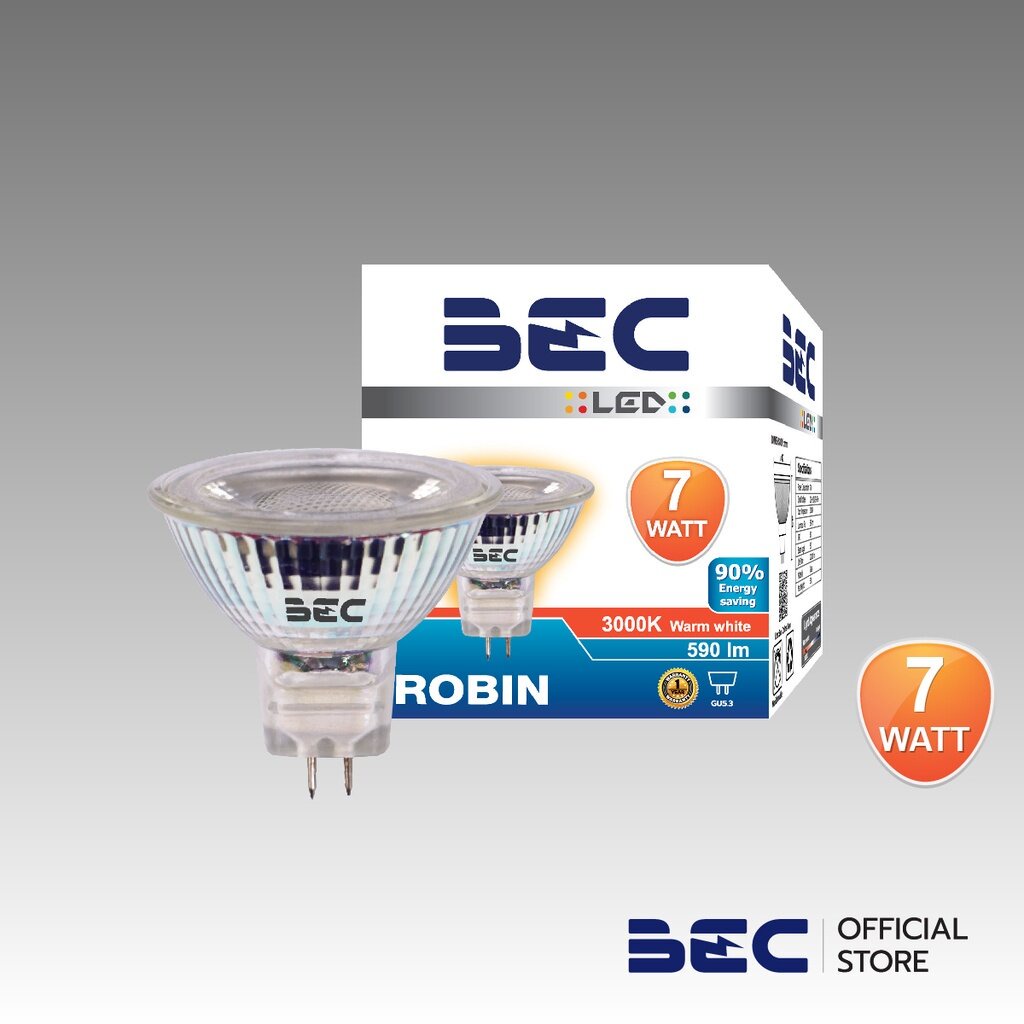 ลด 43%: BEC ROBIN 7W แสงวอร์ม หลอดไฟ
