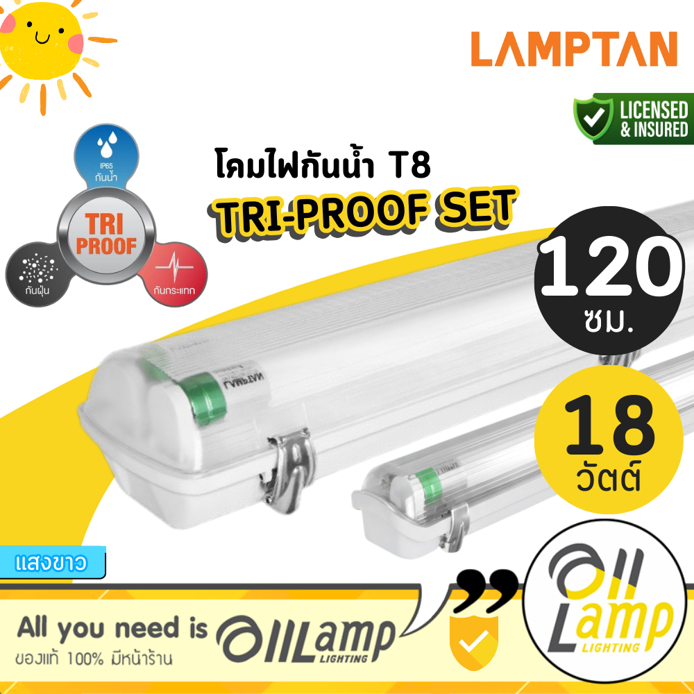 ลด 39%: Lamptan โคมไฟ T8 LED รุ่น (กันน้ําโคมแถมหลอด)