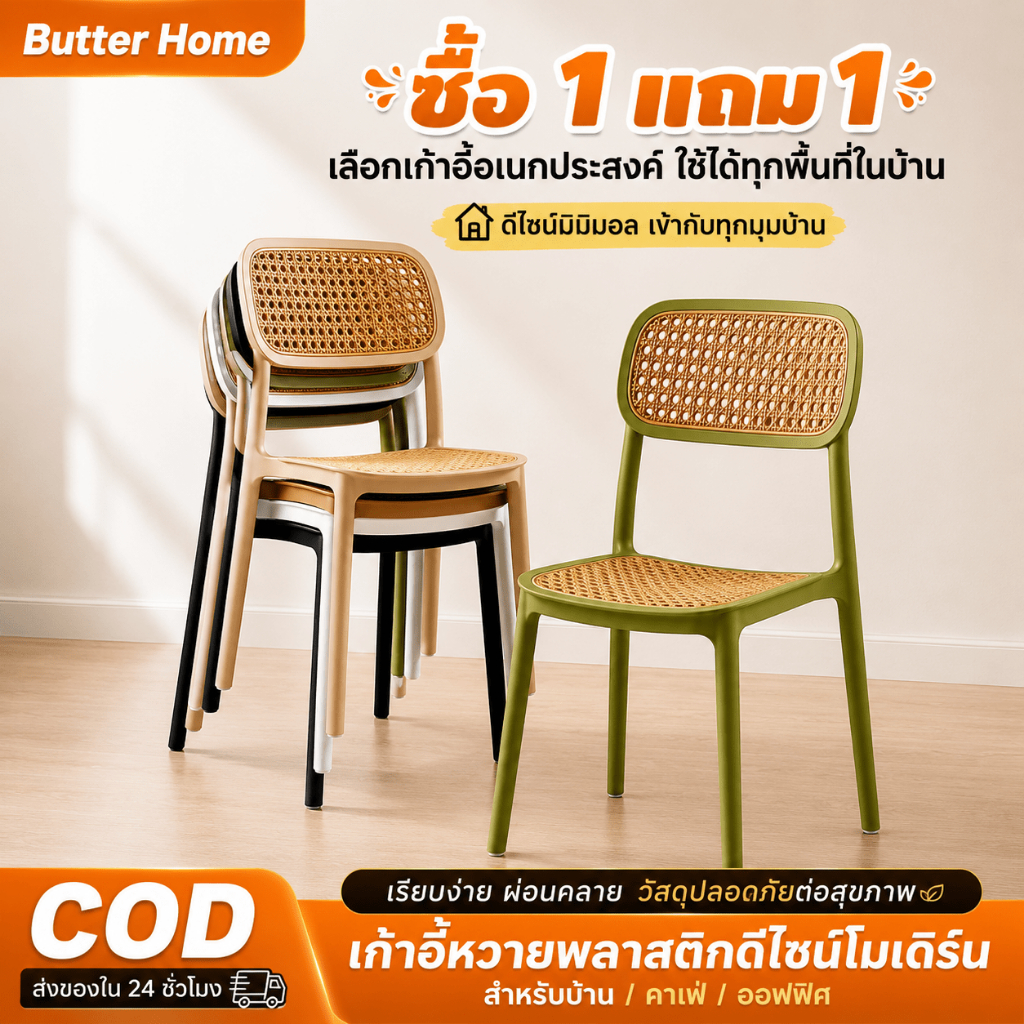 ลด 36.4%: เก้าอี้คาเฟ่ ซื้อ1แถม1