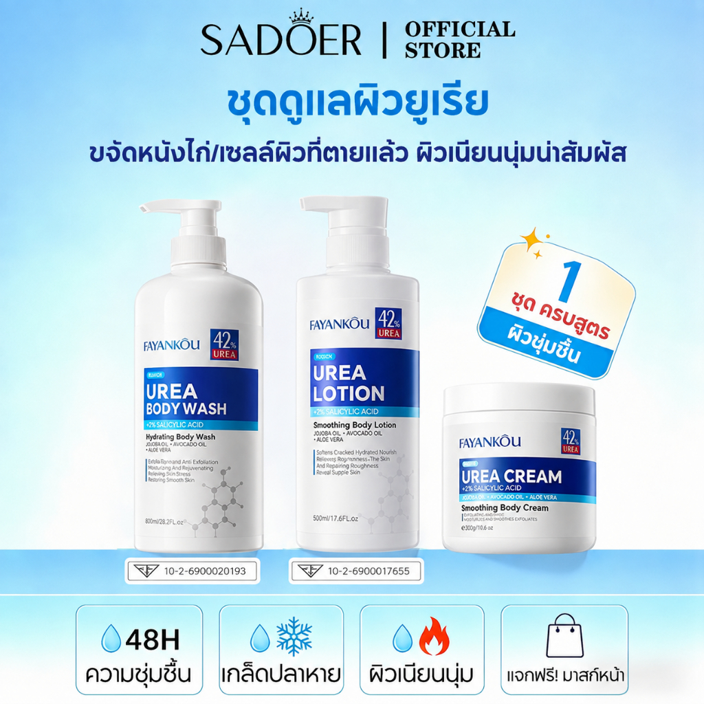 ลด 39%: SADOER Urea Body Lotion เซ็ตครีมยูเรีย (3ชิ้น)