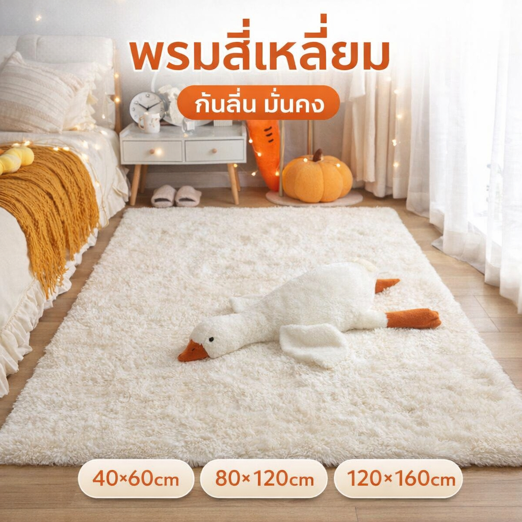 ลด 30%: พรมห้องนอน พรมสี่เหลี่ยม ขนนุ่ม