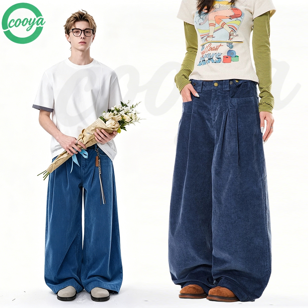 ลด 26%: COOYA กางเกงผ้าคอร์ดุรอยสีฟ้า