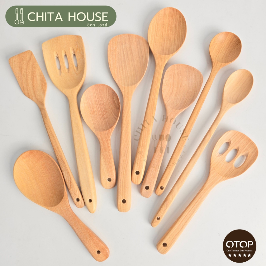 ลด 25%: ตะหลิวไม้ ทัพพีไม้ HANDMADE ยาว