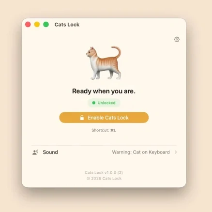 Cats Lock แอปล็อกคีย์บอร์ด Mac กันแมวเดินเหยียบ