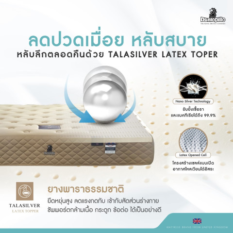[ฟรี!ชุดผ้าปู] Dunlopillo ที่นอนยางพาราแท้ 100% ผสาน 9 ชั้นวัสดุคุณภาพสูง รุ่น Bibury หนา 11 นิ้ว ส่งฟรี Image4