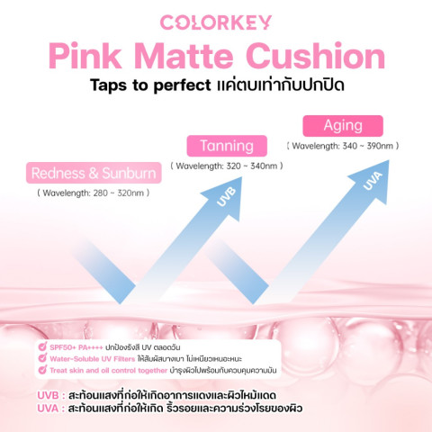 COLORKEY PINK MATTE CUSHION LONG LASTING FLAWLESS BRIGHTENING SPF50+PA++++ ไบรท์เทนนิ่ง คุชชั่น กันแดด ติดทน กันน้ำ Image6