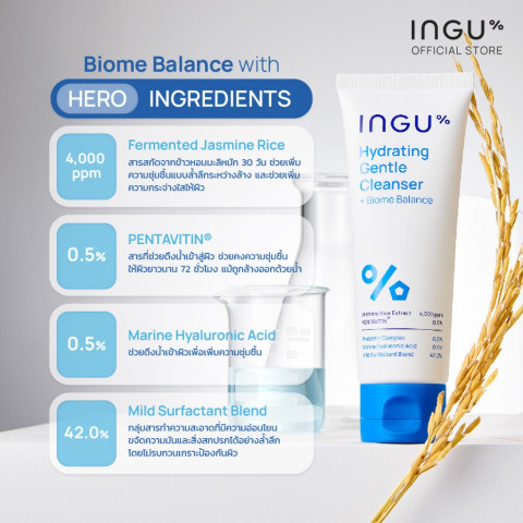 (สูตรใหม่)INGU Hydrating Gentle Cleanser + Biome Balance คลีนเซอร์ล้างหน้าสูตร Biome Balance สำหรับคนผิวแพ้ง่าย Image6