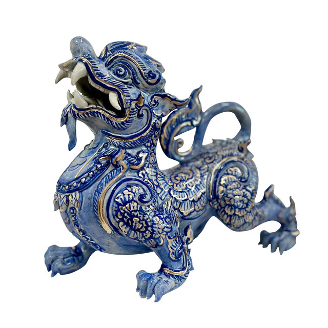 คุ้มพิเศษ 17% สังคโลกสิงห์สุโขทัย ขนาดกลาง สีขาวฟ้า