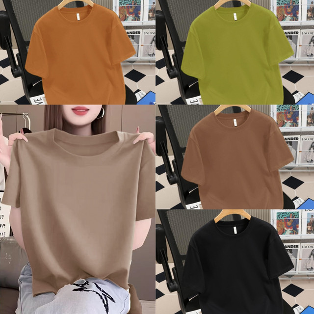 17.00% เสื้อยืดแขนสั้นสไตล์เกาหลีสำหรับผู้หญิง เหมาะกับหน้าร้อน คอกลม ผ้าฝ้ายแท้ ทรงเข้ารูป ใส่ได้หลายโอกาส