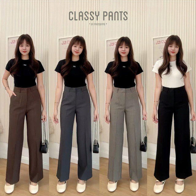 คุ้มพิเศษ 17% Classy Pants | กางเกงกระบอกกลาง เอวสูง ตะขอหน้า ความยาว 40 นิ้ว